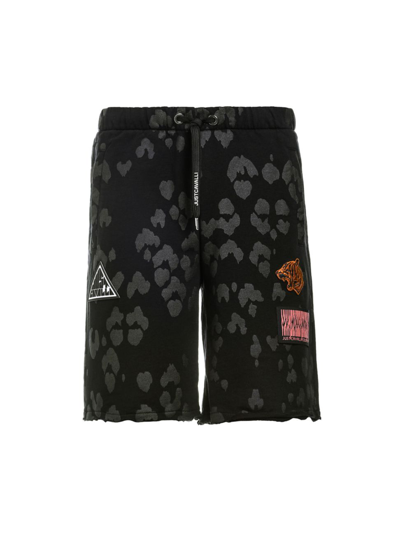 Shop Just Cavalli Men's Drawstring Animal Printed Shorts In Black