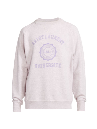 Shop Saint Laurent Oversized Logo Sweatshirt In Lilas Lilas Fonce