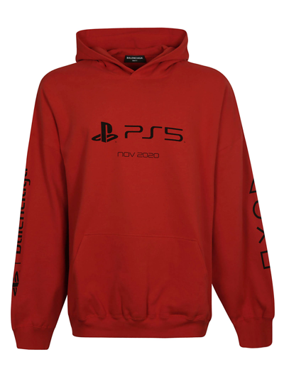 Shop Balenciaga Ps5 Hoodie In Vermillion