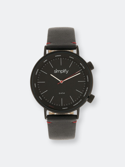 Shop Simplify The 3300 Leather-band Watch In Black
