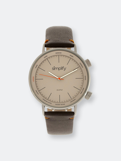 Shop Simplify The 3300 Leather-band Watch In Brown