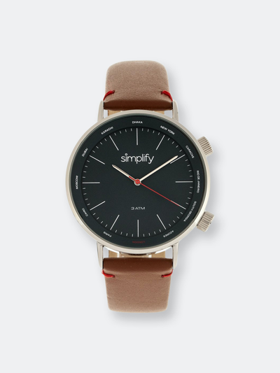 Shop Simplify The 3300 Leather-band Watch In Brown