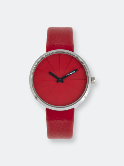 Shop Simplify The 4000 Leather-band Watch In Red