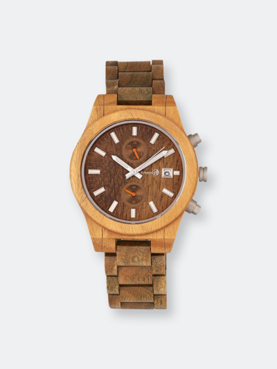 Shop Earth Wood Castillo Bracelet Watch W/date In Green