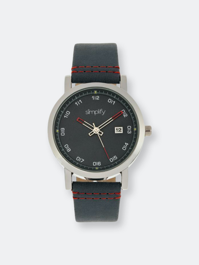 Shop Simplify The 5300 Leather-band Watch W/date In Blue