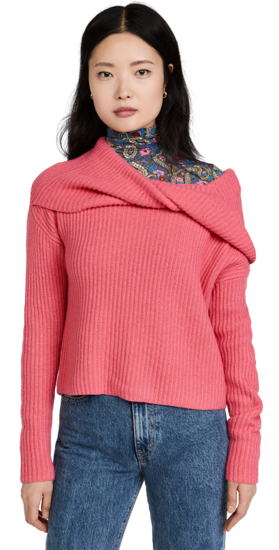 Shop Brochu Walker Riser Reversible Off Shoulder Sweater In Nuevo Pink