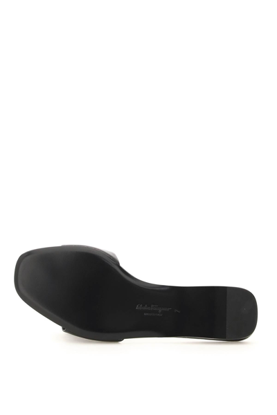 Shop Ferragamo Viva Leather Slides In Black