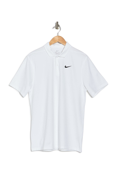 Shop Nike Dri-fit Essential Solid Polo Shirt In White/black