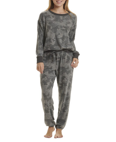 Shop Splendid Women's Westport Long Sleeve Pajama Set In Charcoal Camo