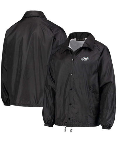 Dunbrooke Men's Black Philadelphia Eagles Coaches Classic Raglan Full-snap Windbreaker Jacket In Black