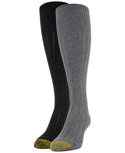 Shop Gold Toe Women's Eco Tuck-stitch 2pk Knee High Socks In Oatmeal/grey