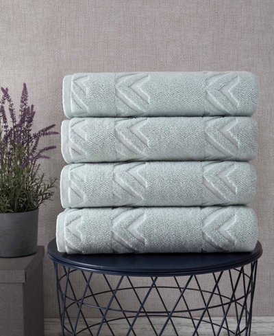 Shop Ozan Premium Home Turkish Cotton Sovrano Collection Luxury Bath Towel Sets, Set Of 4 In Light Aqua