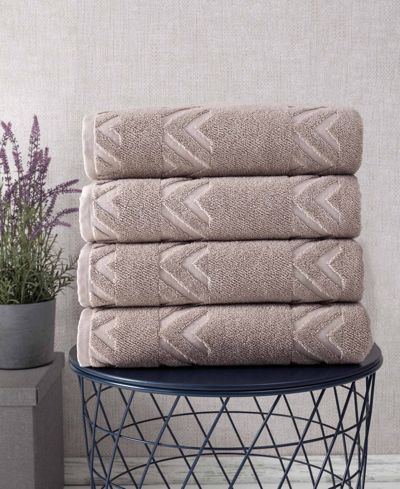 Shop Ozan Premium Home Turkish Cotton Sovrano Collection Luxury Bath Towel Sets, Set Of 4 In Latte