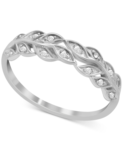 Macy's Diamond Leaf Band (1/10 Ct. T.w.) In Sterling Silver In Sterling Silver