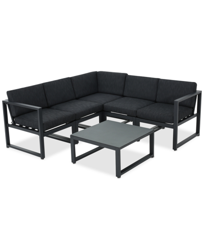 Shop Noble House Lore 6-pc. Outdoor Sofa Set In Black