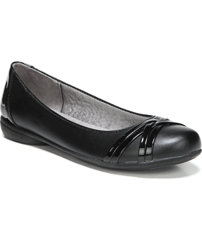 Lifestride Aliza Womens Faux Leather Slip On Ballet Flats In Black Faux Leather