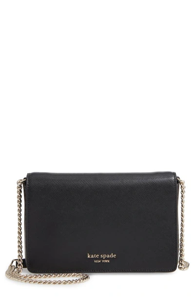 Shop Kate Spade Spencer Leather Wallet On A Chain In Black