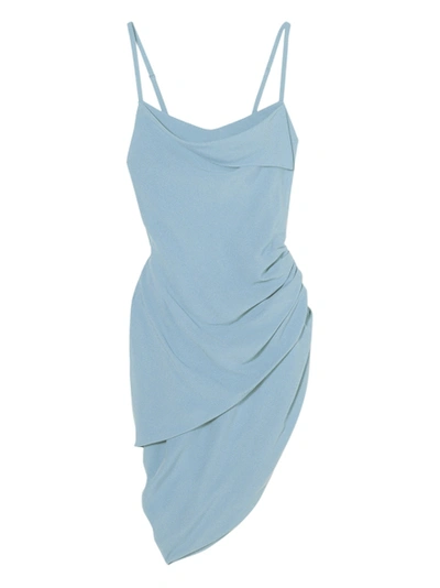 Shop Jacquemus La Robe Saudade Draped Dress Light Blue