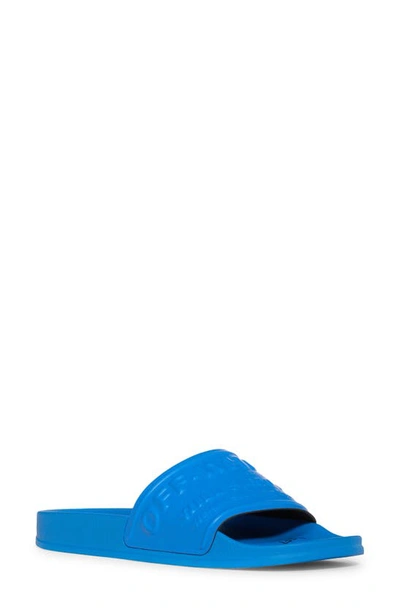 Shop Off-white Embossed Logo Slide Sandal In Blue