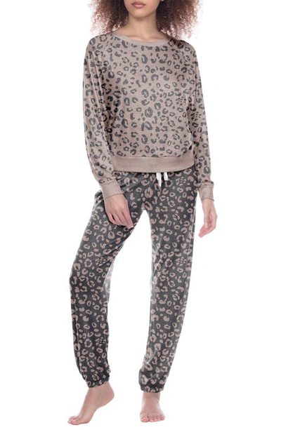 Shop Honeydew Intimates Star Seeker Brushed Jersey Pajamas In Maple Leopard