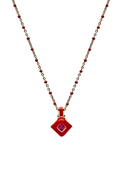 Shop Awe Inspired Red Aura Ruby Pendant Necklace In Gold Vermeil