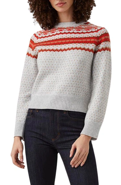 Shop French Connection Vintage Fair Isle Sweater In Dove Grey Mel Multi
