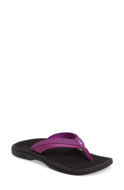 Shop Olukai Ohana Flip Flop In Dahlia/ Black Faux Leather