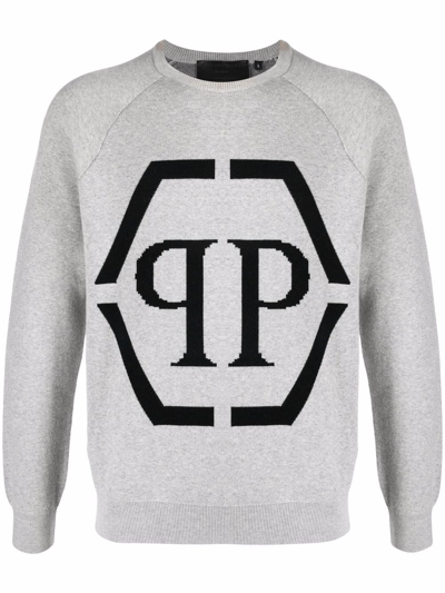 Shop Philipp Plein Logo-print Sweatshirt In Grau