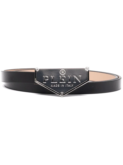 Shop Philipp Plein Iconic Plein Leather Belt In Schwarz