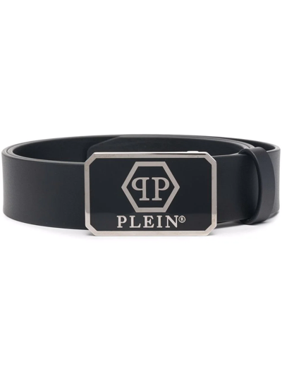 Philipp Plein Hexagon Logo Buckle Belt In Schwarz