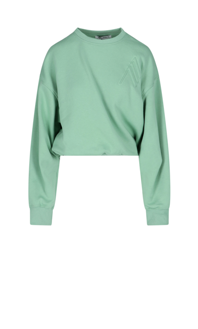 Shop Attico Crop Sweatshirt In Green