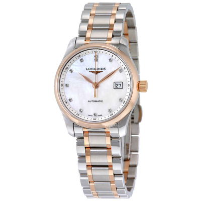 Shop Longines Master Collection Ladies Automatic Watch L2.257.5.89.7 In Gold / Gold Tone / Mop / Mother Of Pearl / Rose / Rose Gold / Rose Gold Tone / Skeleton
