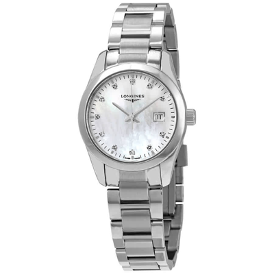 Shop Longines Conquest Classic Mother Of Pearl Diamond Dial Ladies Watch L22864876 In Mother Of Pearl,silver Tone