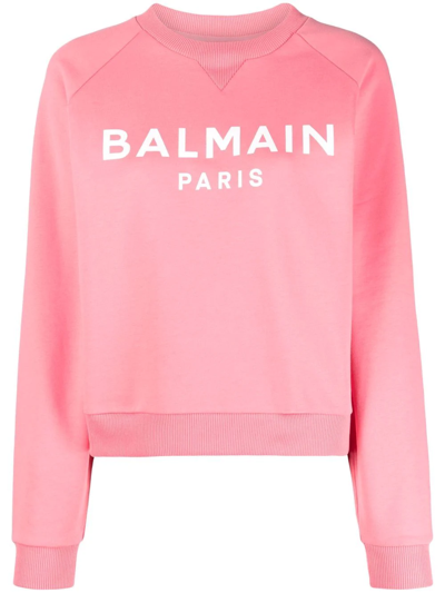 Shop Balmain Logo-print Sweatshirt In Pink