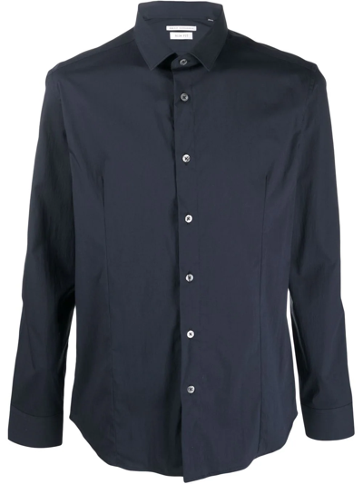 Shop Daniele Alessandrini Long-sleeved Buttoned-up Shirt In Blue