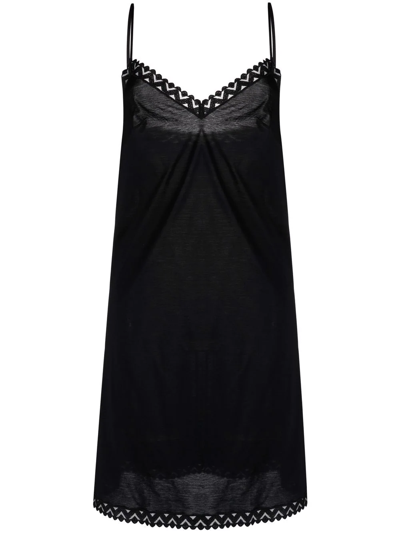 Eres Black Unique Pompone Slip Dress In Black