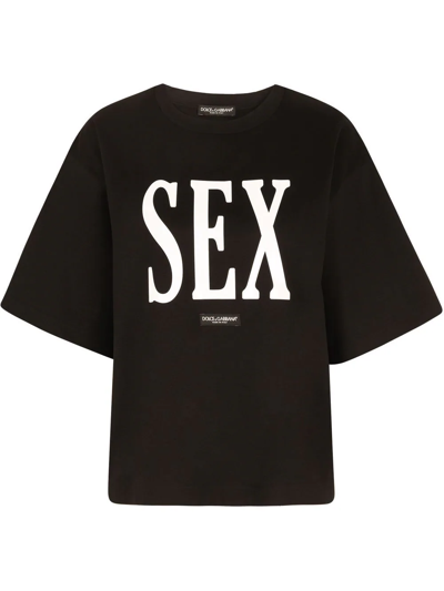 Shop Dolce & Gabbana Sex Drop-shoulder T-shirt In Black