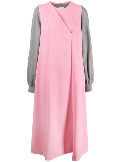 Shop Enföld Two-tone Knitted Dress In Pink