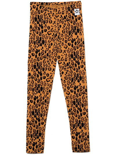 Shop Mini Rodini Leopard Print Leggings In Brown
