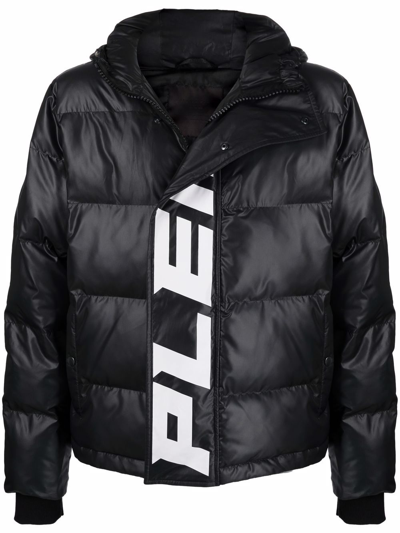 Shop Philipp Plein Logo-print Hooded Padded Jacket In Black