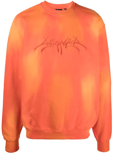 Shop Daily Paper Embroidered Logo Cotton Jumper In Orange