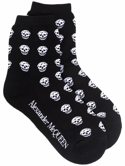 Shop Alexander Mcqueen Intarsia-knit Ankle Socks In Black
