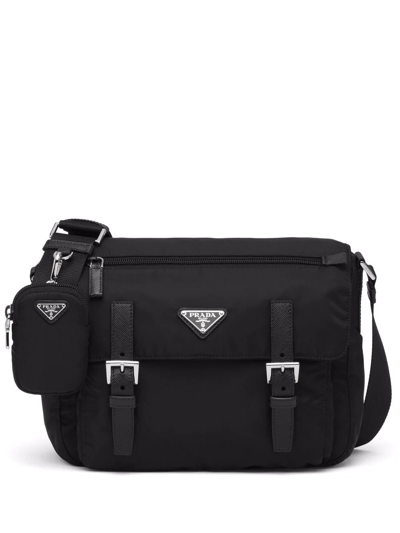 Re-Nylon logo-plaque messenger bag, Prada