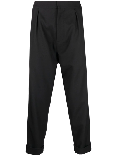 Shop Balmain Stripe-detail Straight-leg Trousers In Black