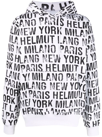 Shop Helmut Lang Logo-print Cotton Hoodie In White