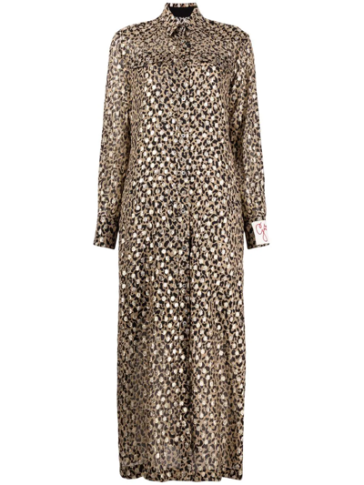 Shop Golden Goose Leopard-print Shirt Dress In Neutrals