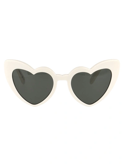 Shop Saint Laurent Sl 181 Loulou Sunglasses In 003 Ivory Ivory Grey
