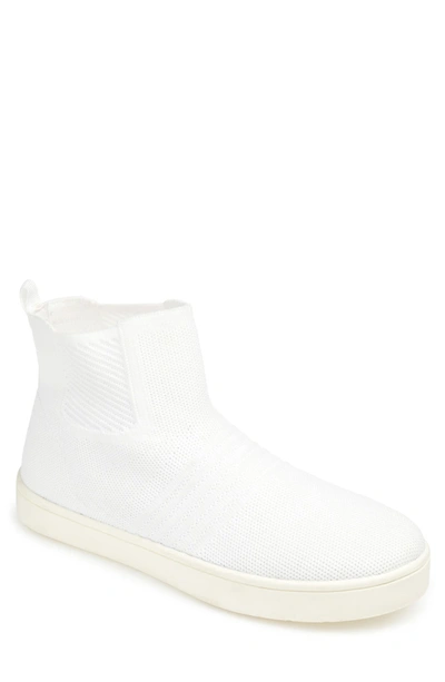 Journee Kody High Top Knit Slip-on Sneaker In White