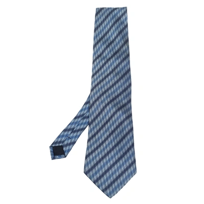 Pre-owned Lanvin Blue Striped Jacquard Silk Tie