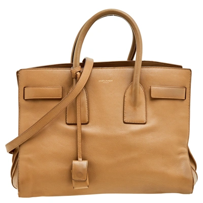 Pre-owned Saint Laurent Beige Leather Large Sac De Jour Tote